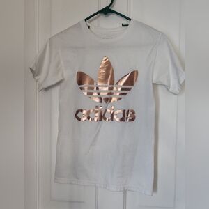 Women's XS Adidas White And Rose Gold T-shirt Cotton